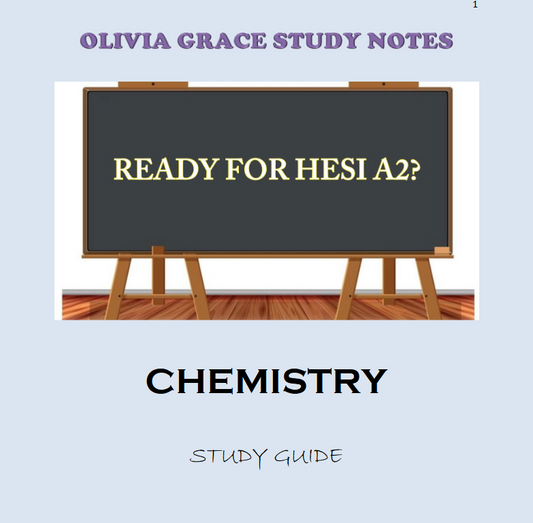 Enhance your exam preparation with our comprehensive HESI A2 CHEMISTRY MASTERY available at OLIVIA GRACE STUDY NOTES. Perfect for students seeking top grades. Visit oliviagracestudynotes.com to purchase and download now!