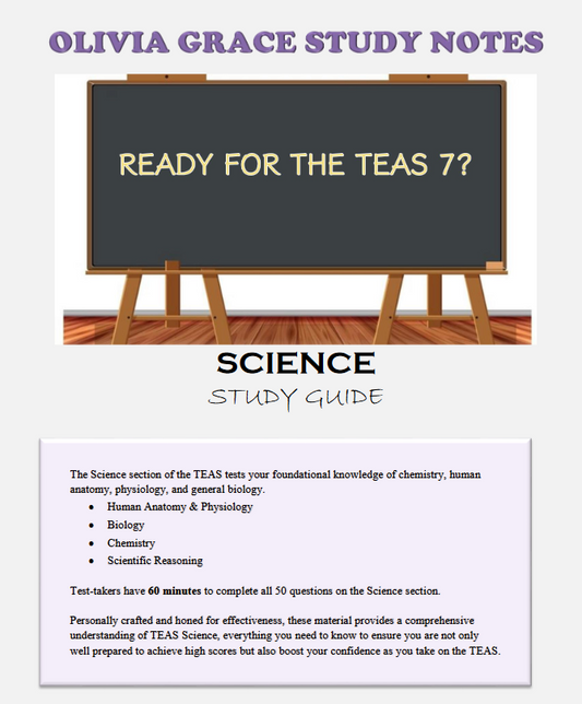 Enhance your exam preparation with our comprehensive ATI TEAS 7 SCIENCE: Ultimate Nursing School Study Guide available at OLIVIA GRACE STUDY NOTES. Perfect for students seeking top grades. Visit oliviagracestudynotes.com to purchase and download now!