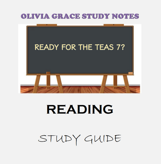 Enhance your exam preparation with our comprehensive ATI TEAS 7 READING: Nursing School Entry Guide available at OLIVIA GRACE STUDY NOTES. Perfect for students seeking top grades. Visit oliviagracestudynotes.com to purchase and download now!
