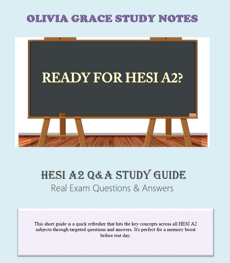 HESI A2 Q&A Study Guide: Real Exam Questions & Answers